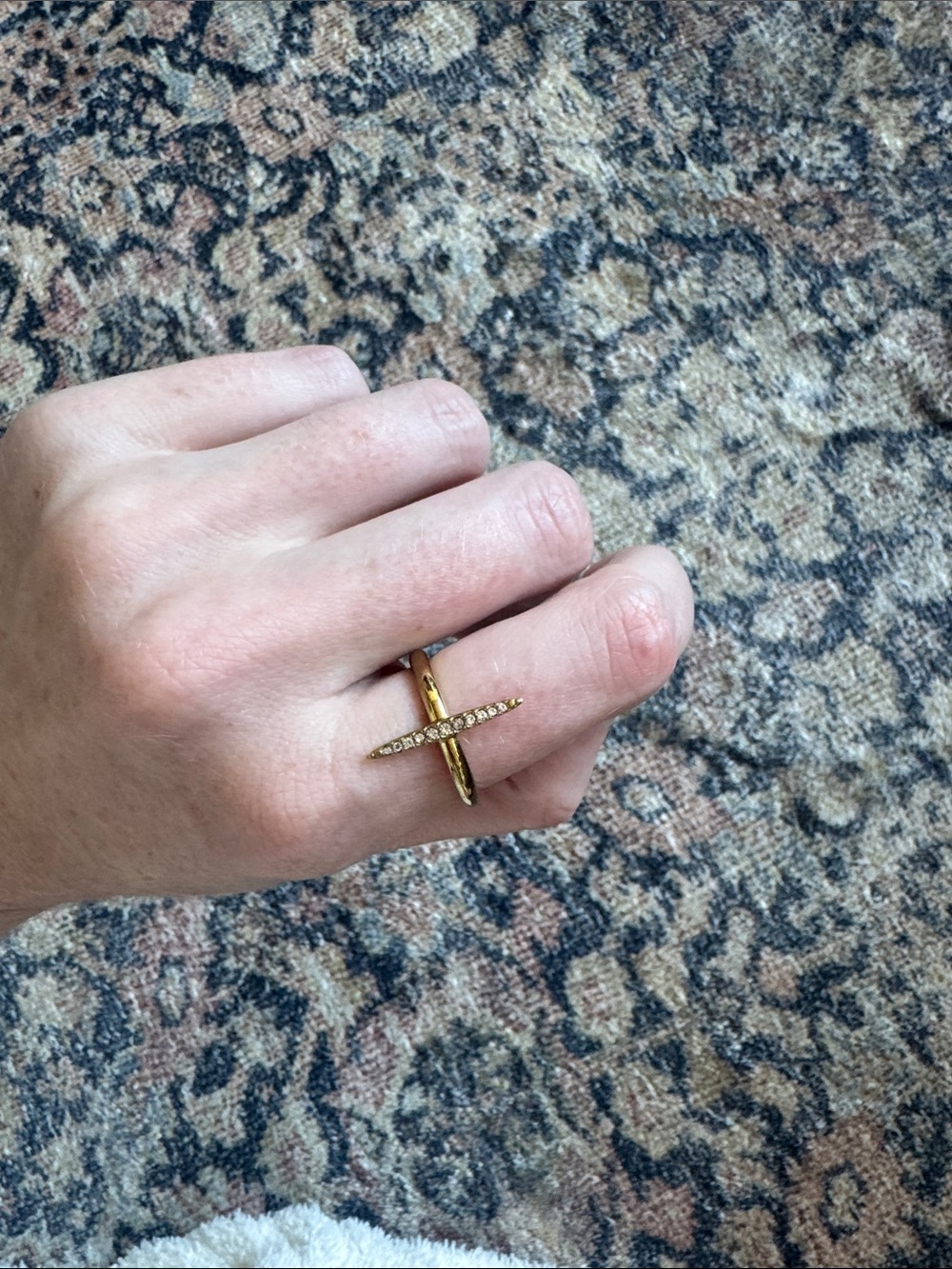 Uncommon James Gold Cross-Accent Women's Ring - Elegant Gold Finish - size 9